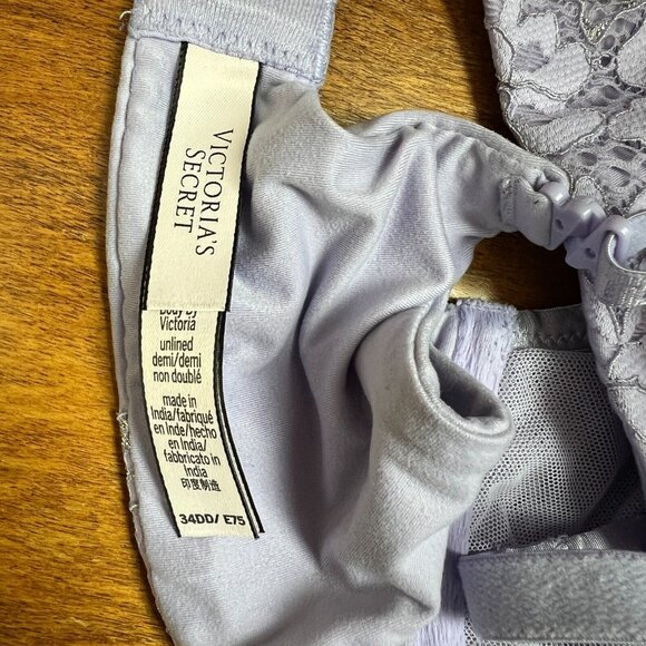 Victorias Secret Bra 34DD Purple Body By Victoria Unlined Demi Semi-Sheer Floral - Picture 11 of 14